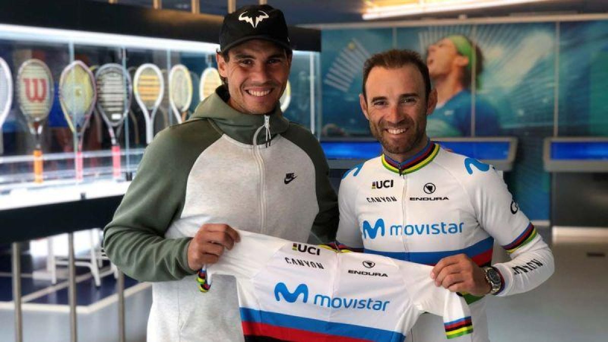 Encuentro entre Rafa Nadal y Alejandro Valverde.