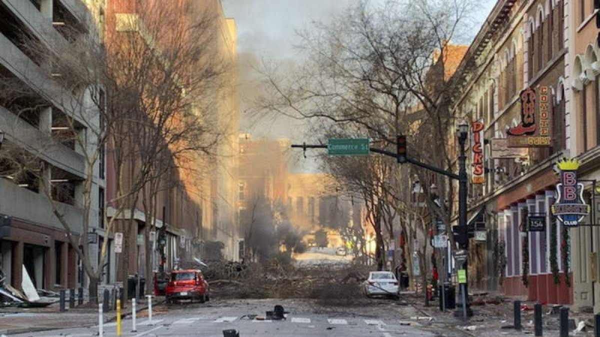 Imagen de una calle aledaña a la del estallido de la bomba. POLICÍA DE NASHVILLE