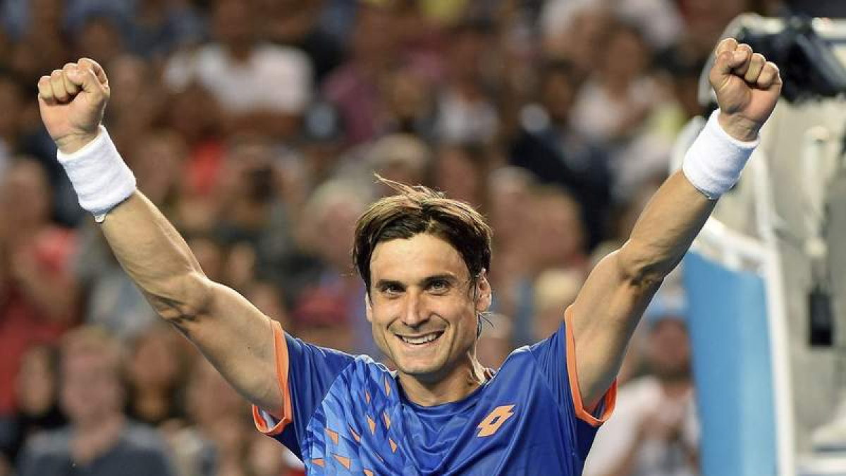 David Ferrer celebra su victoria ante Isner.