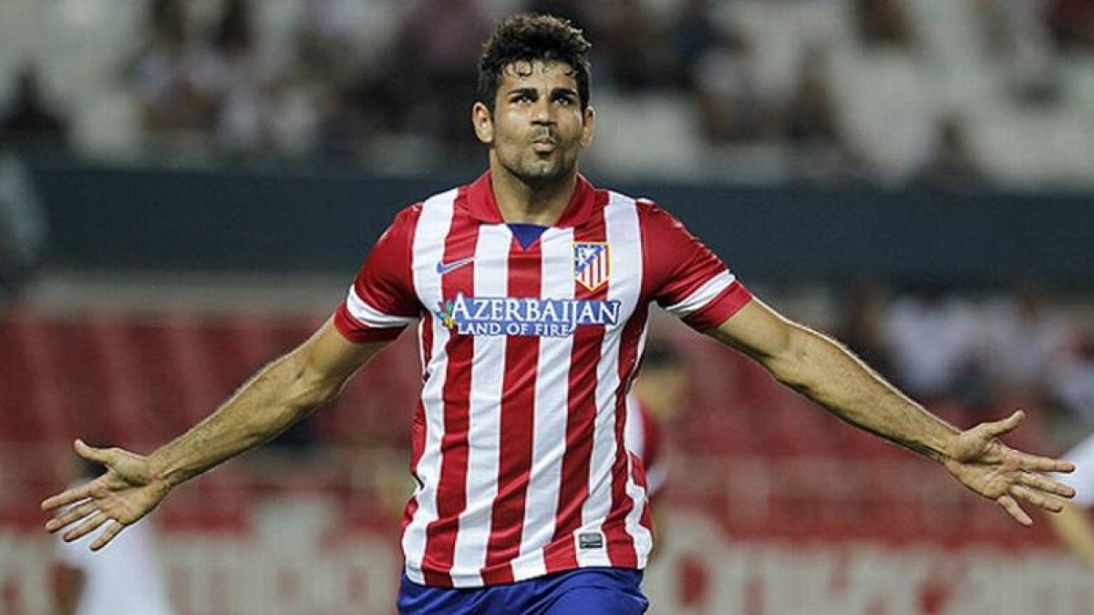 Diego Costa celebra uno de los goles que ha marcado con el Atlético esta temporada.