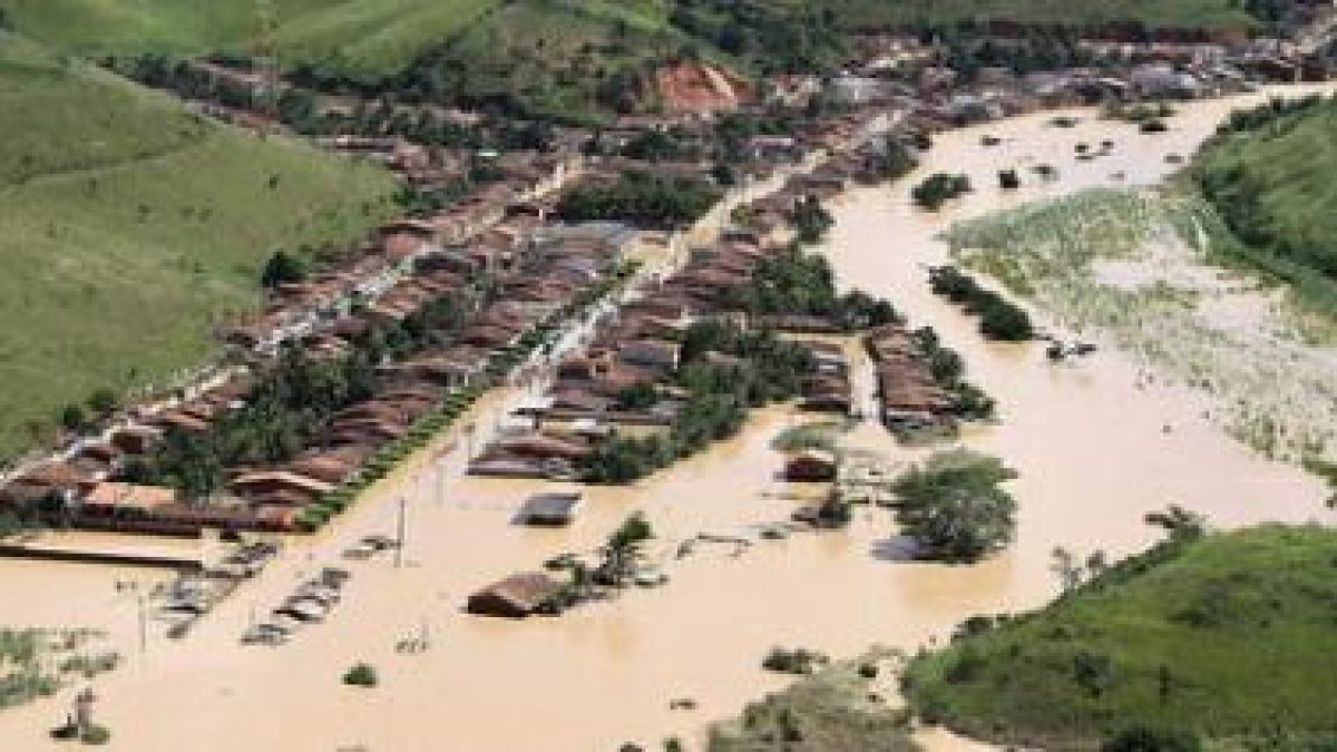 Foto que muestra el aspecto de la inundación en Uniao dos Palmares (Brasil).