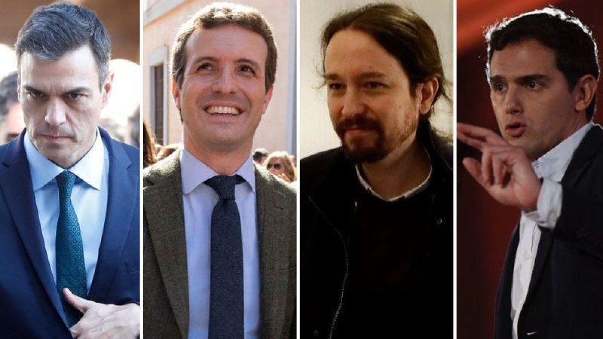 Pedro Sánchez, Pablo Casado, Pablo Iglesias, Albert Rivera