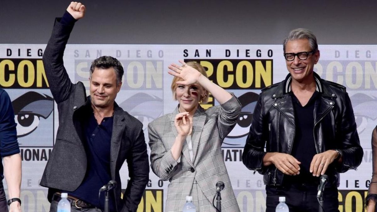 Mark Ruffalo, Cate Blanchett y Jeff Goldblum, en el panel sobre Thor Ragnarok.