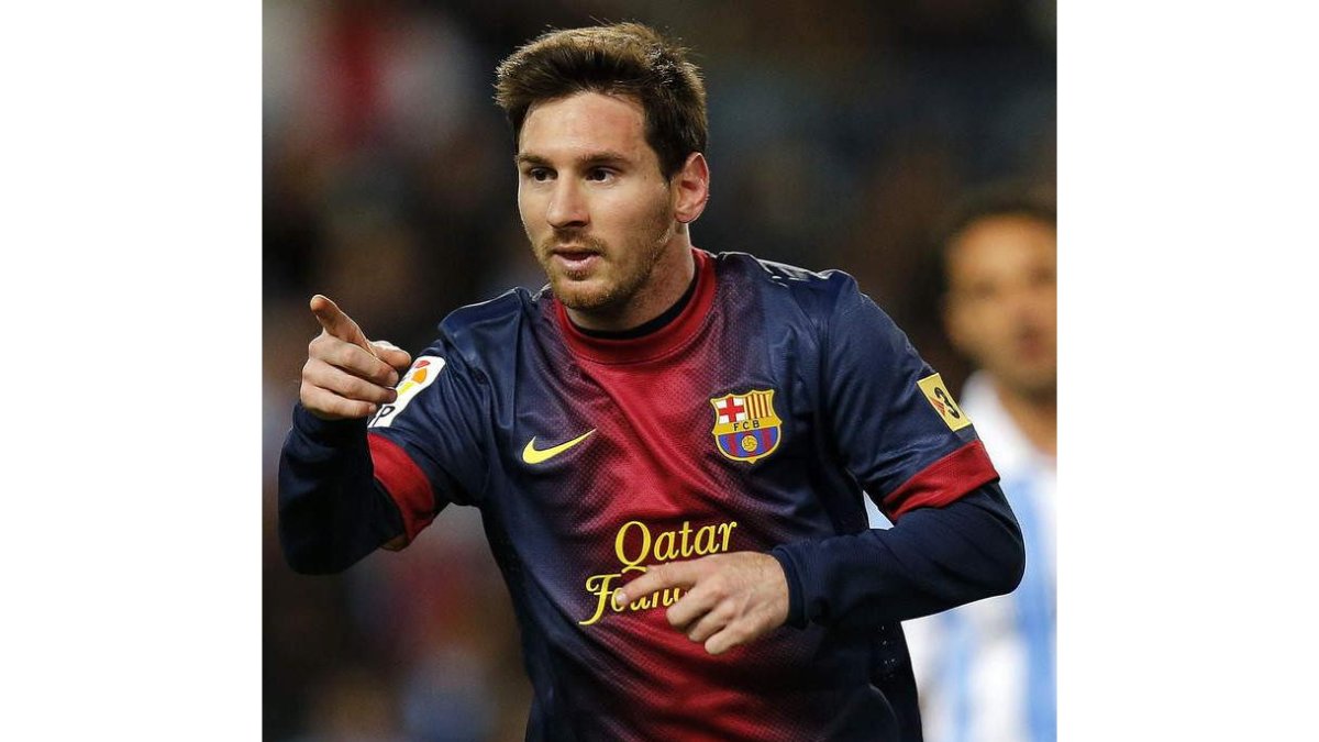 Messi celebra un gol con el Barça esta temporada.