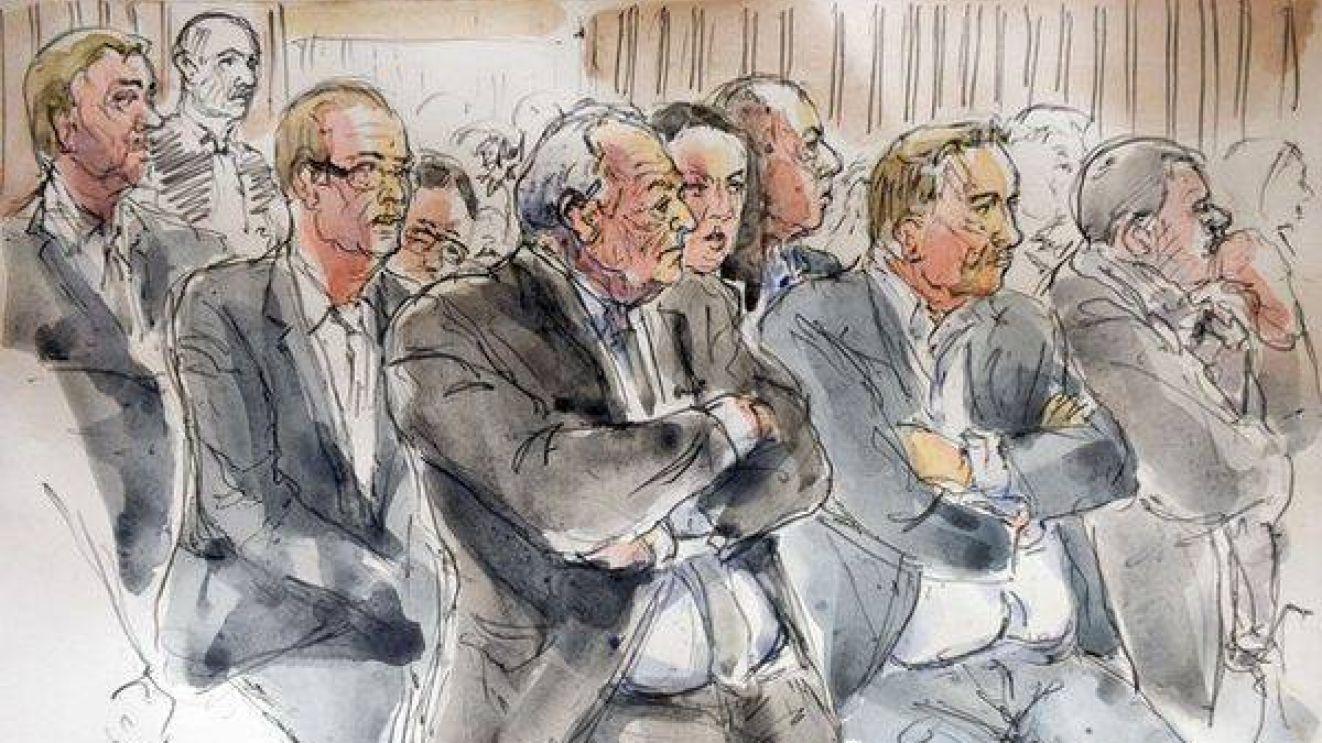 Dibujo de Strauss-Kahn durante el juicio en Lille.