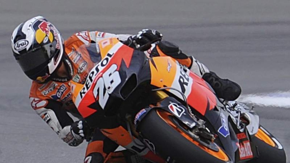 El piloto español Dani Pedrosa, durante la clasificación en el GP de la República Checa.