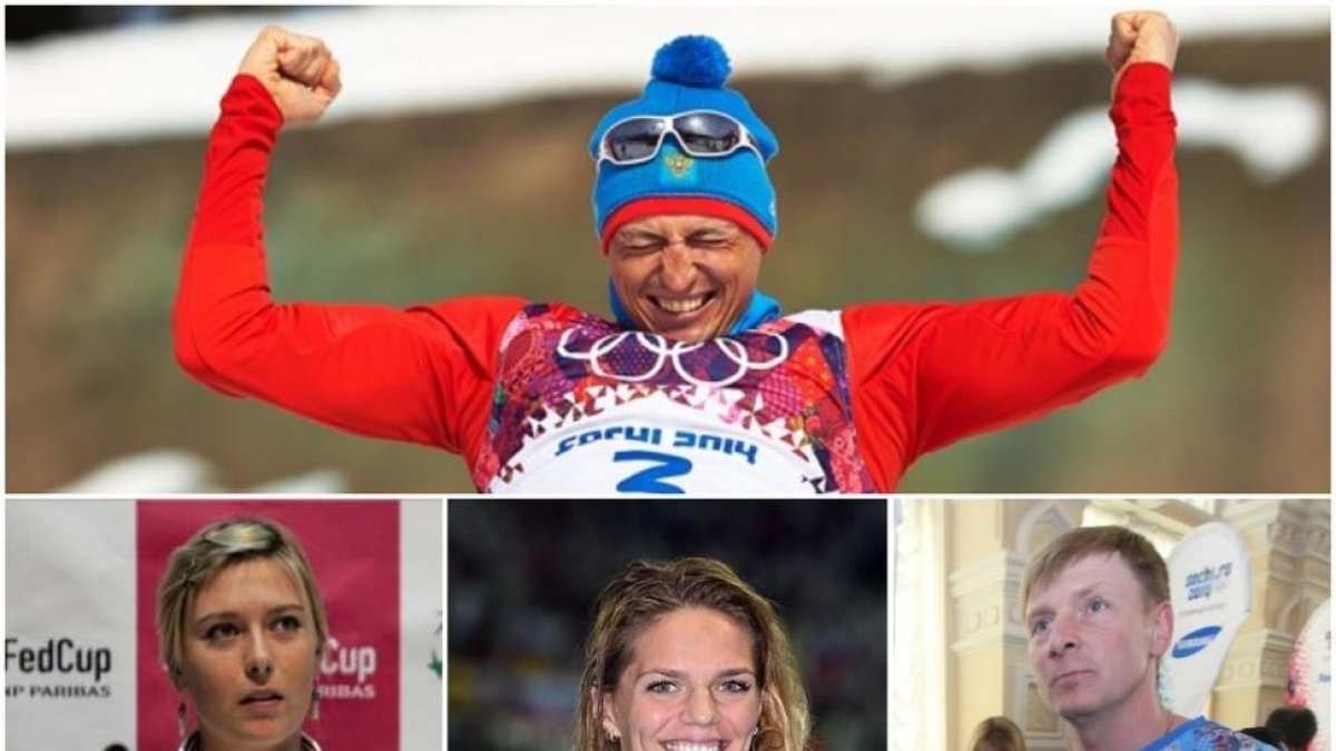Aleksándr Lebkov, Maria Sharápova, Yulia Efimova y Aleksándr Zubkov, cuatro deportistas rusos en problemas por el dopaje.