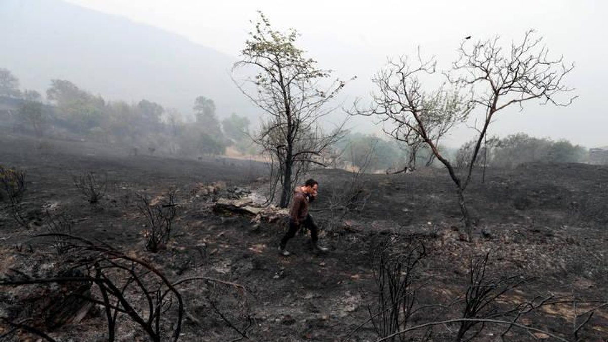 Situación en la que quedó el paisaje en la localidad berciana de Silván.