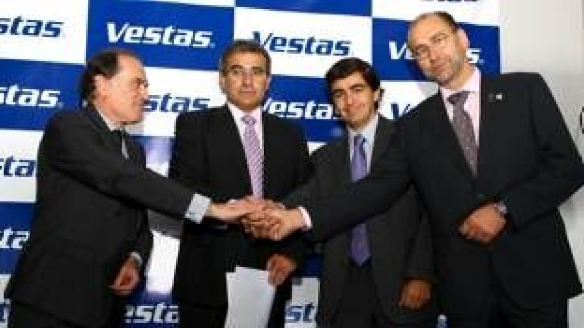 Tomás Villanueva, Bondelle, Picardo y Martínez, ayer en Villadangos