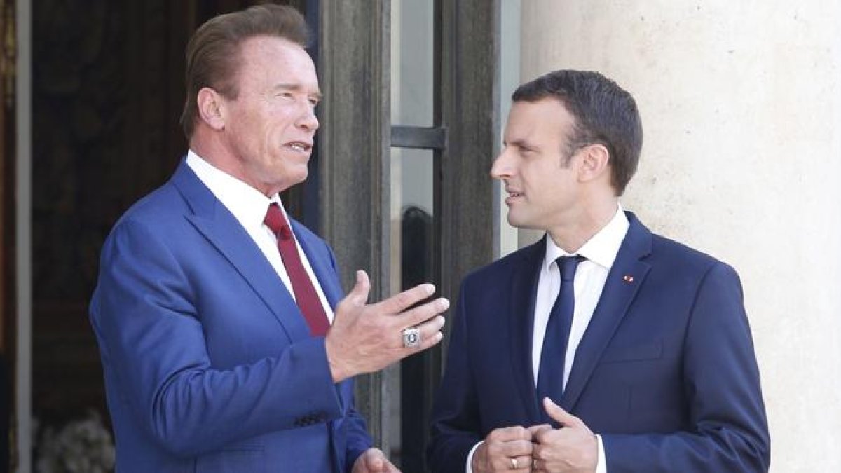 Macron y Schwarzenegger juntos en el Elíseo.