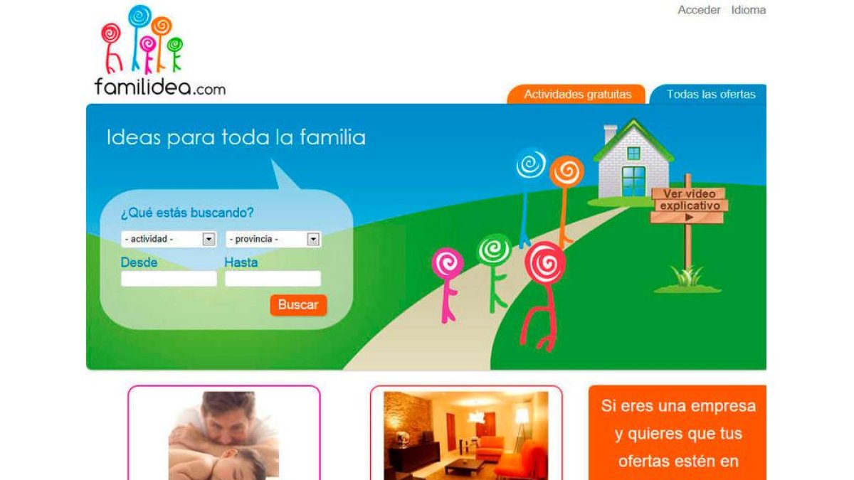 Web de ‘Familidea’, con ideas para toda la familia.