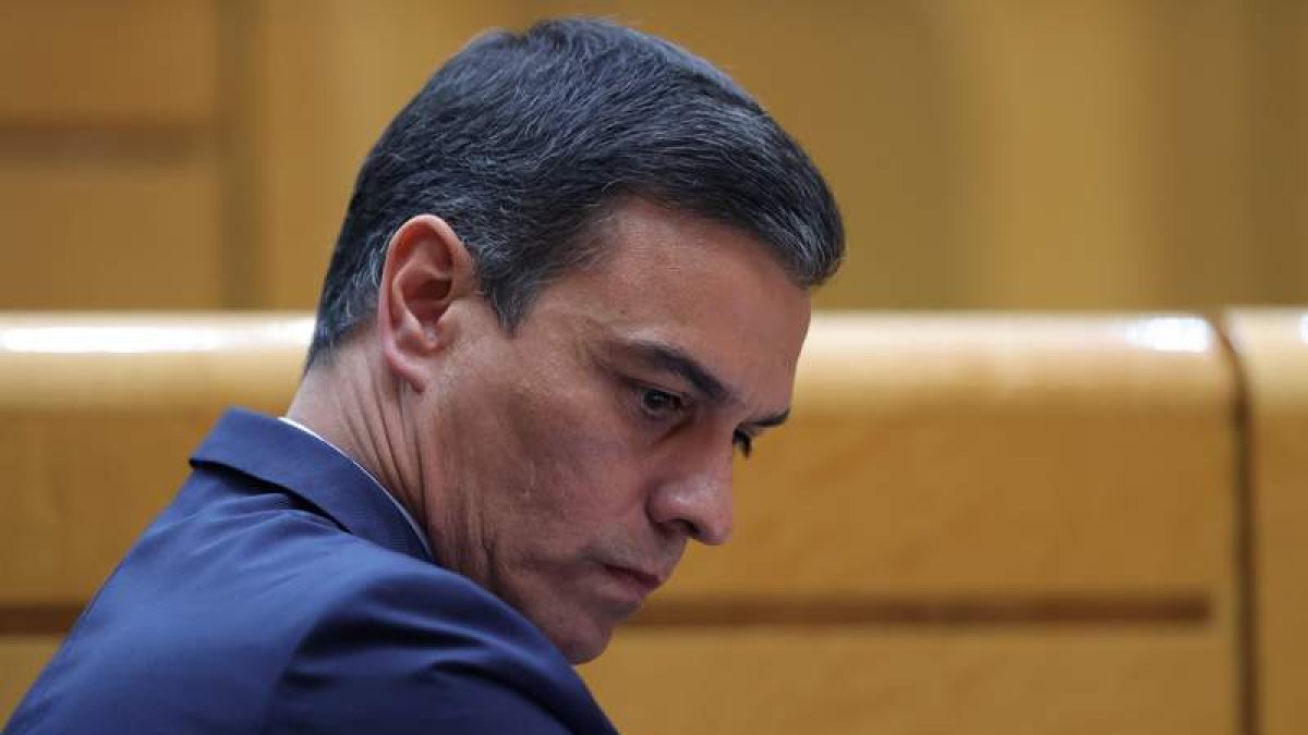 El presidente del Gobierno, Pedro Sanchez, ayer en el Senado. JUANJO MARTÍN