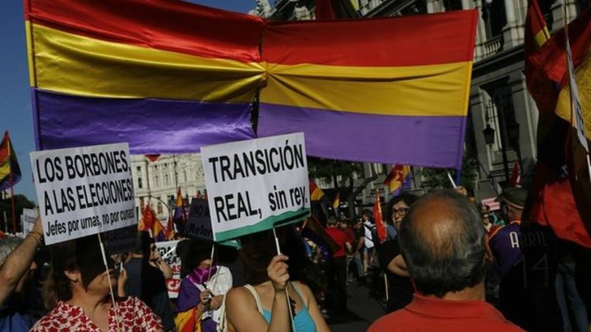 Manifestación a favor de la república, en Madrid este sábado.