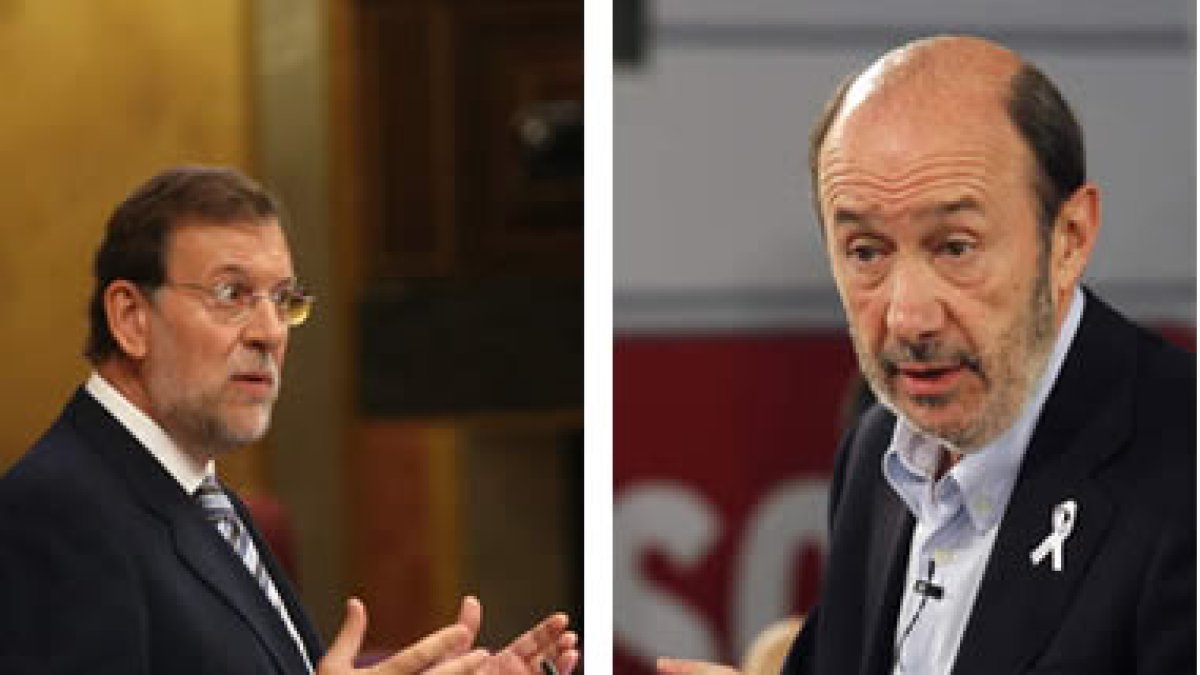 Los líderes del Partido Popular y del PSOE, Mariano Rajoy y Alfredo Pérez Rubalcaba.