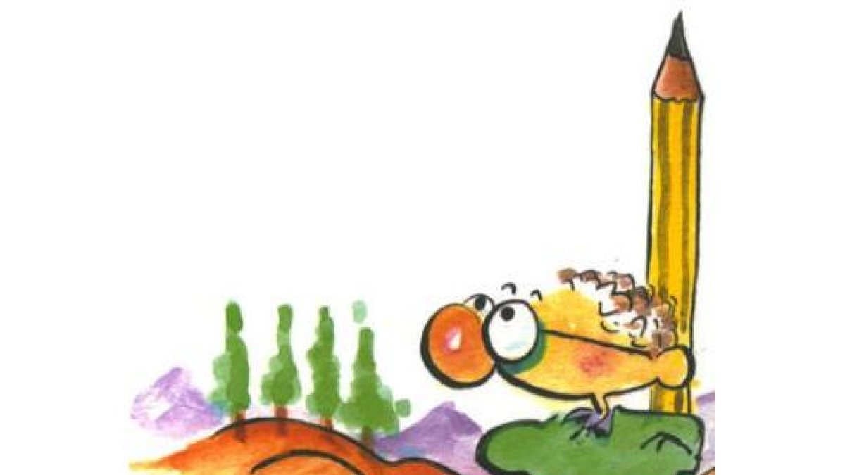 El dibujante leonés Fer observado, sin que él lo sepa, por su -˜alter ego-™ en versión cómic (dibujo