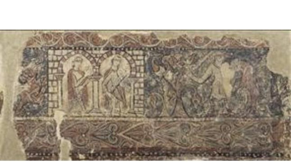 Uno de los fragmentos de pintura del monasterio de Sijena que forman parte de la colección del MNAC.