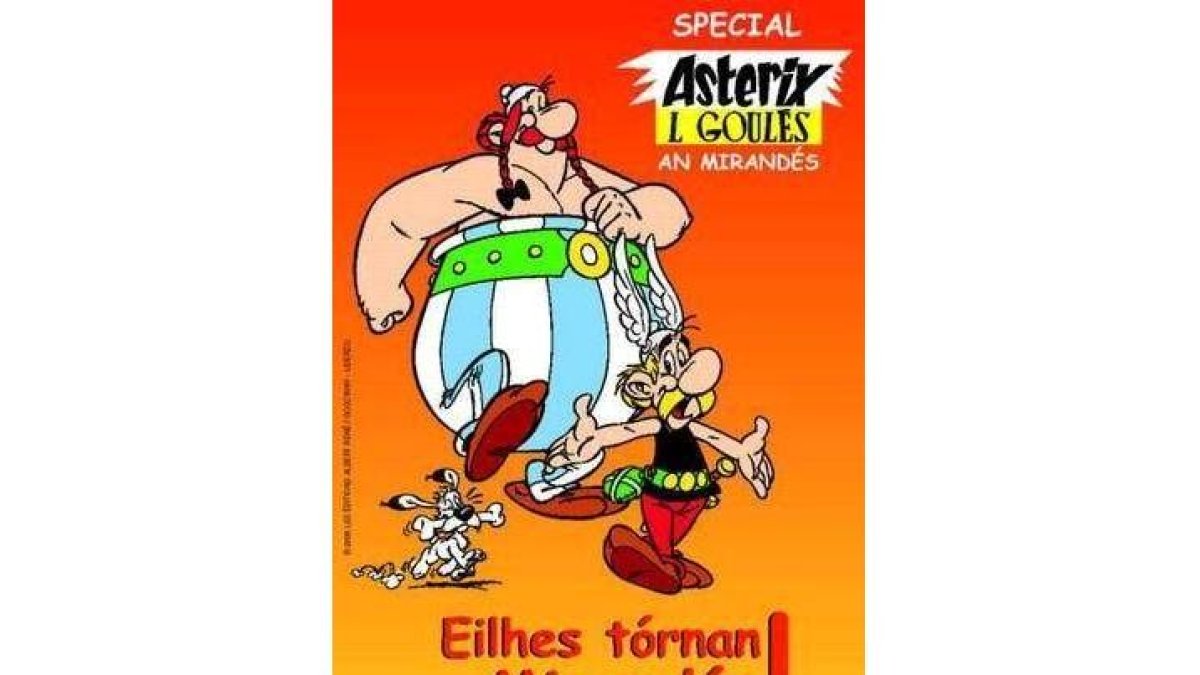 Portada de la edición de Astérix escrita en llionés