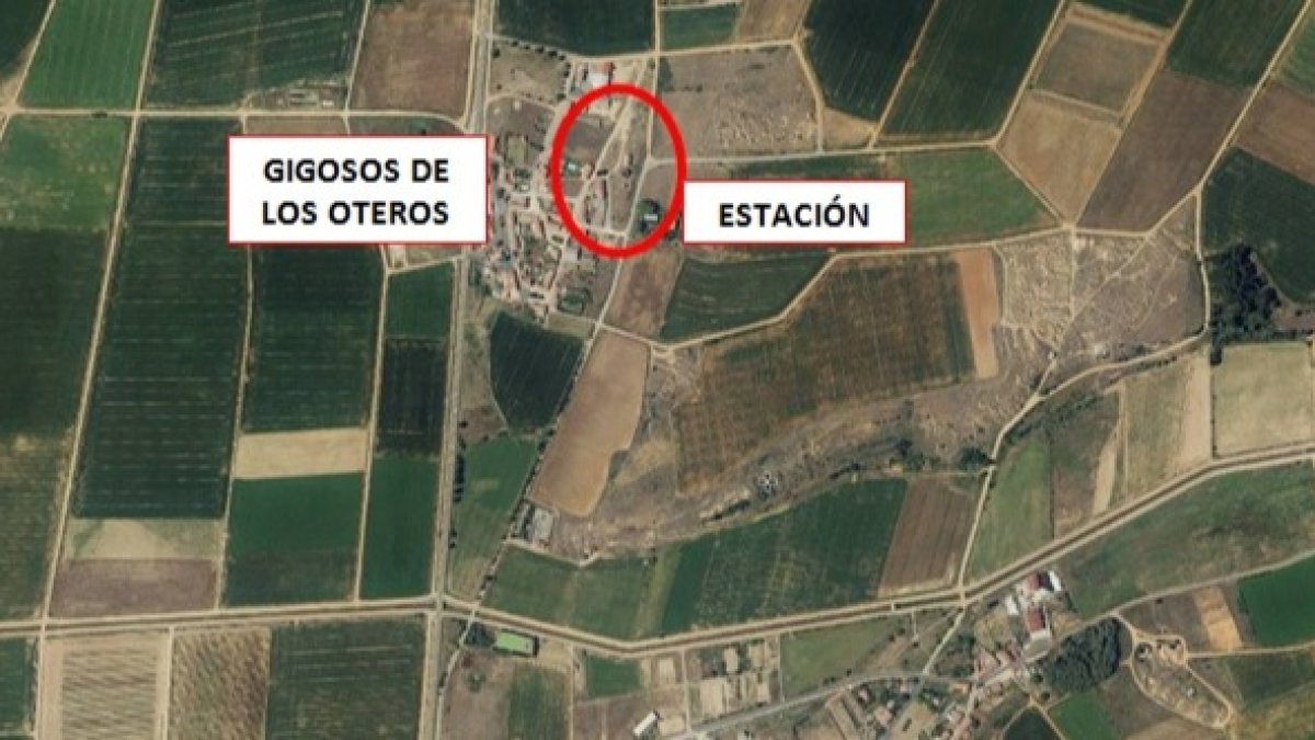 Vista cenital de la estación de Gigisos de los Oteros. ADIF