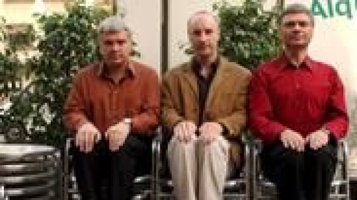 Los tres integrantes de Tricicle, Joan Gracia, Paco Mir y Carles Sans