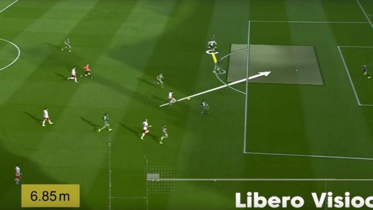 Imagen de un momento de un partido con las nuevas tecnologías gráficas para poder analizar el encuentro de manera más visual.