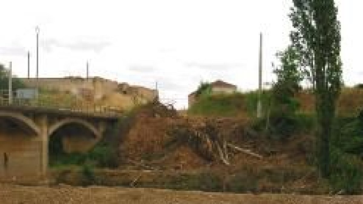 Esta semana se han talado los chopos de una de las orillas para construir el nuevo puente