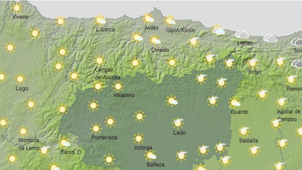 Tiempo prveisto para hoy, 21 de agosto de 2022. AEMET