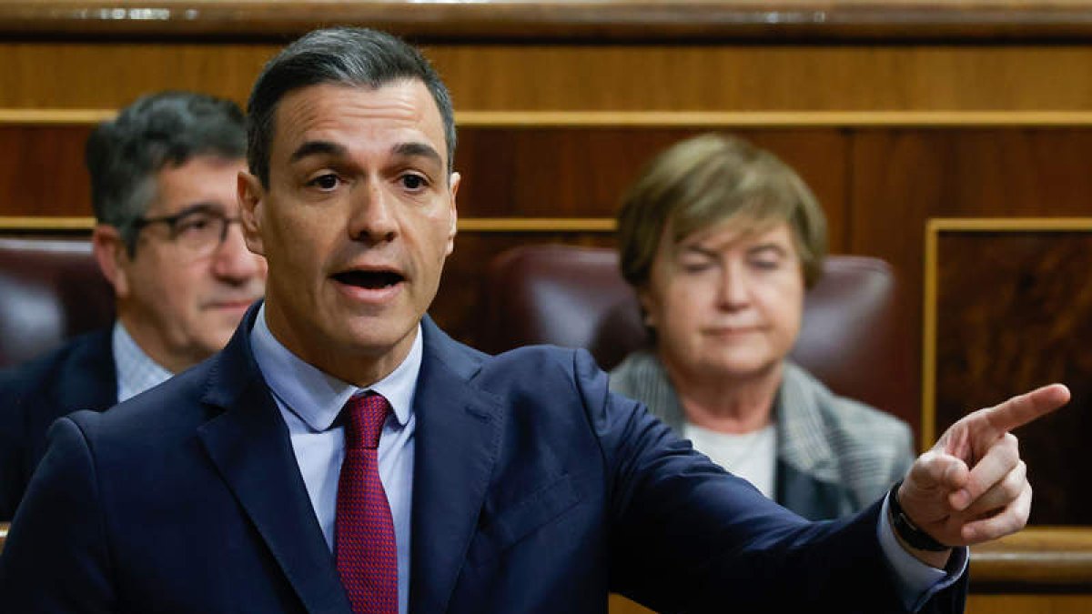 El presidente del Gobierno, Pedro Sánchez, ayer en el Congreso. MARISCAL