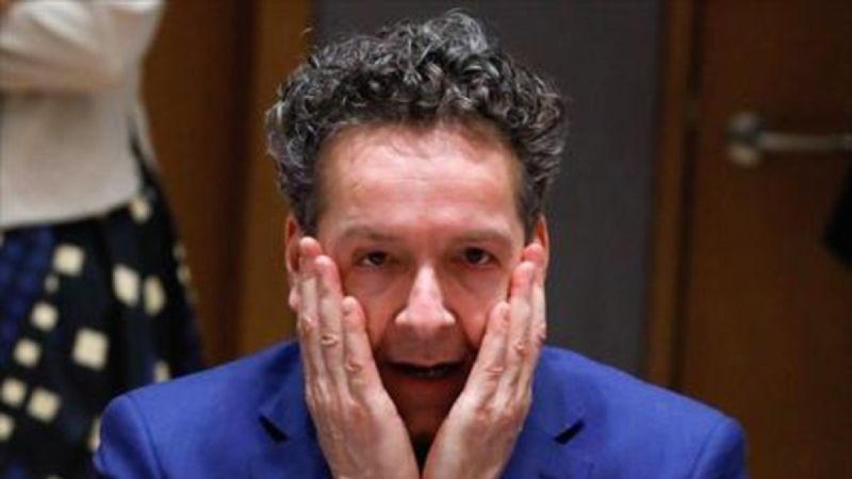 Dijsselbloem, durante el encuentro de ministros de Finanzas de la eurozona, en Bruselas.