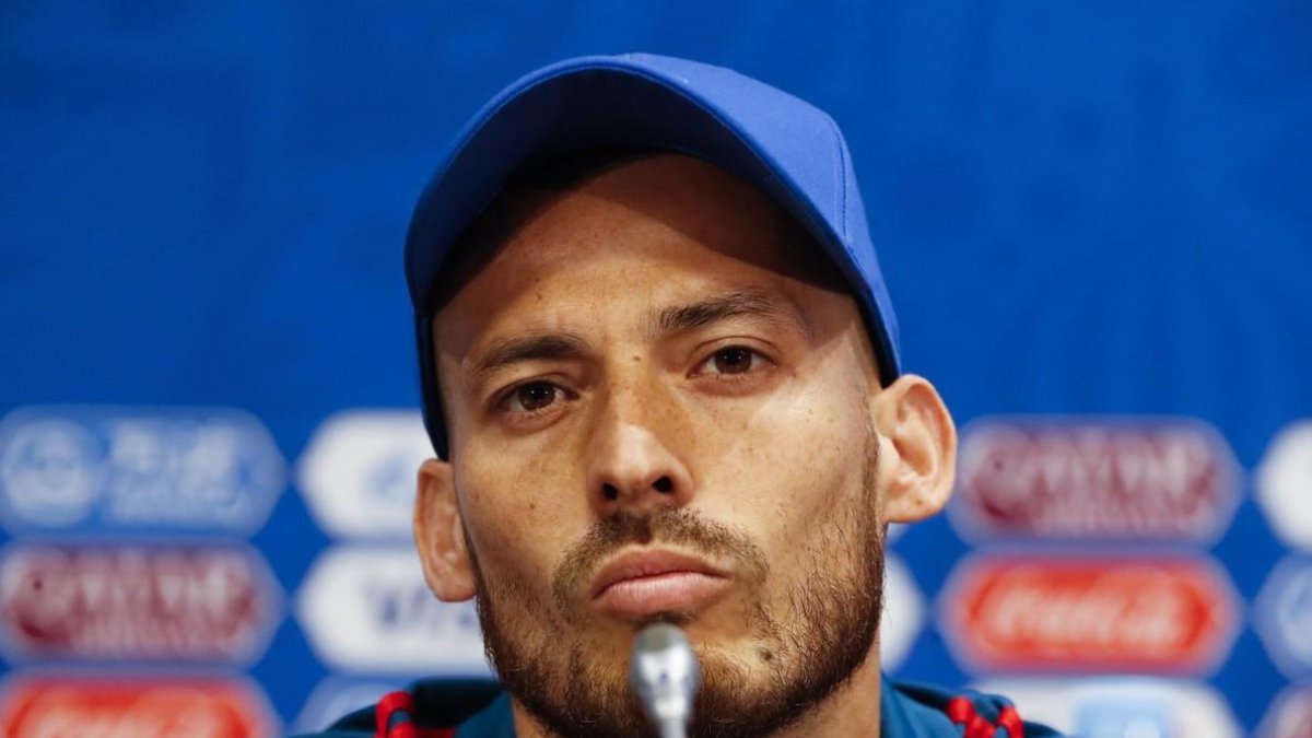 David Silva durante una rueda de prensa en el último Mundial.