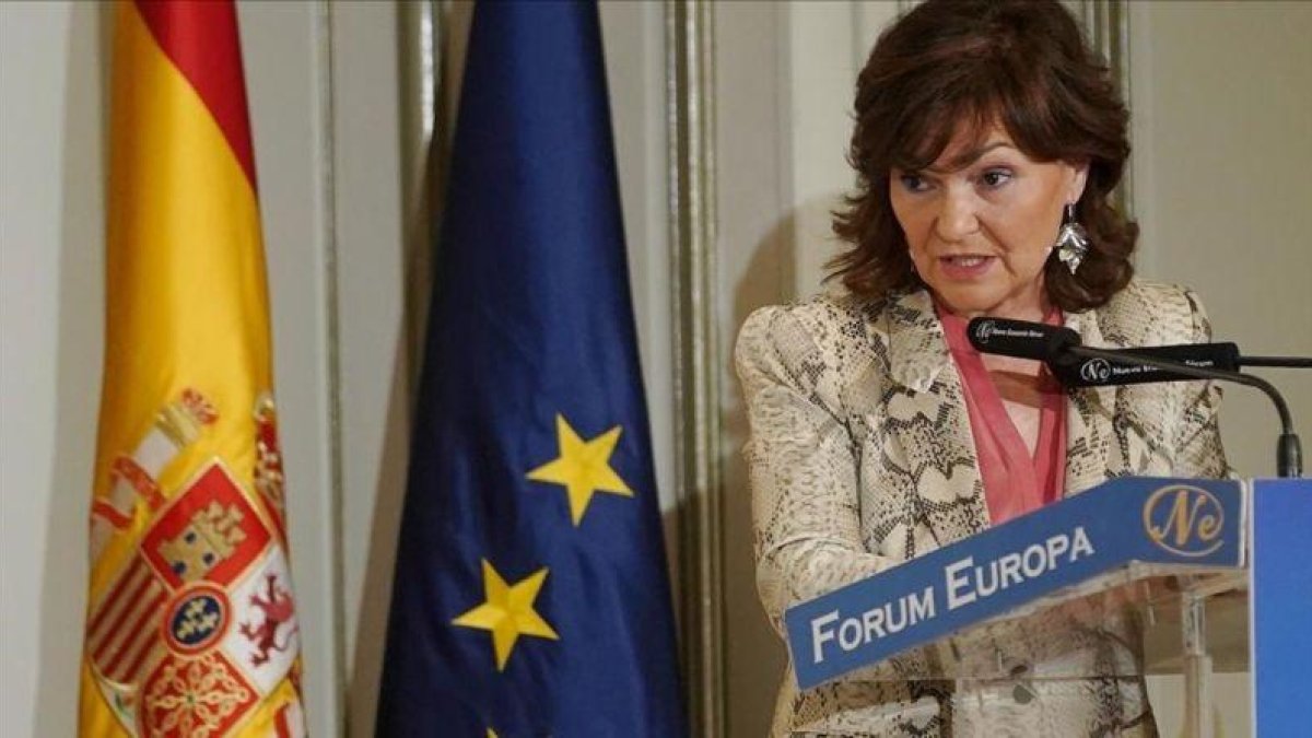 La vicepresidenta del Gobierno, Carmen Calvo, este miércoles.