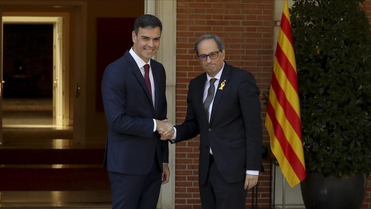 Pedro Sánchez y Quim Torra, en la Moncloa, el 9 de julio.