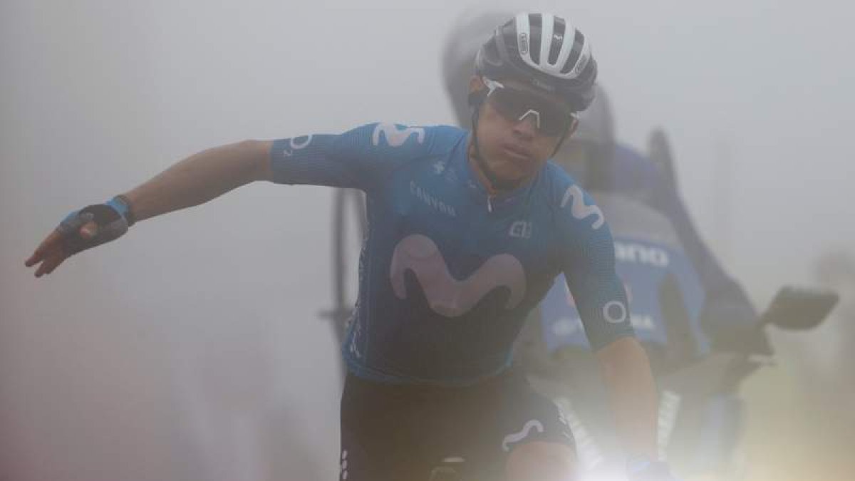 Miguel Ángel López, a su llegada a la meta. MANUEL BRUQUE