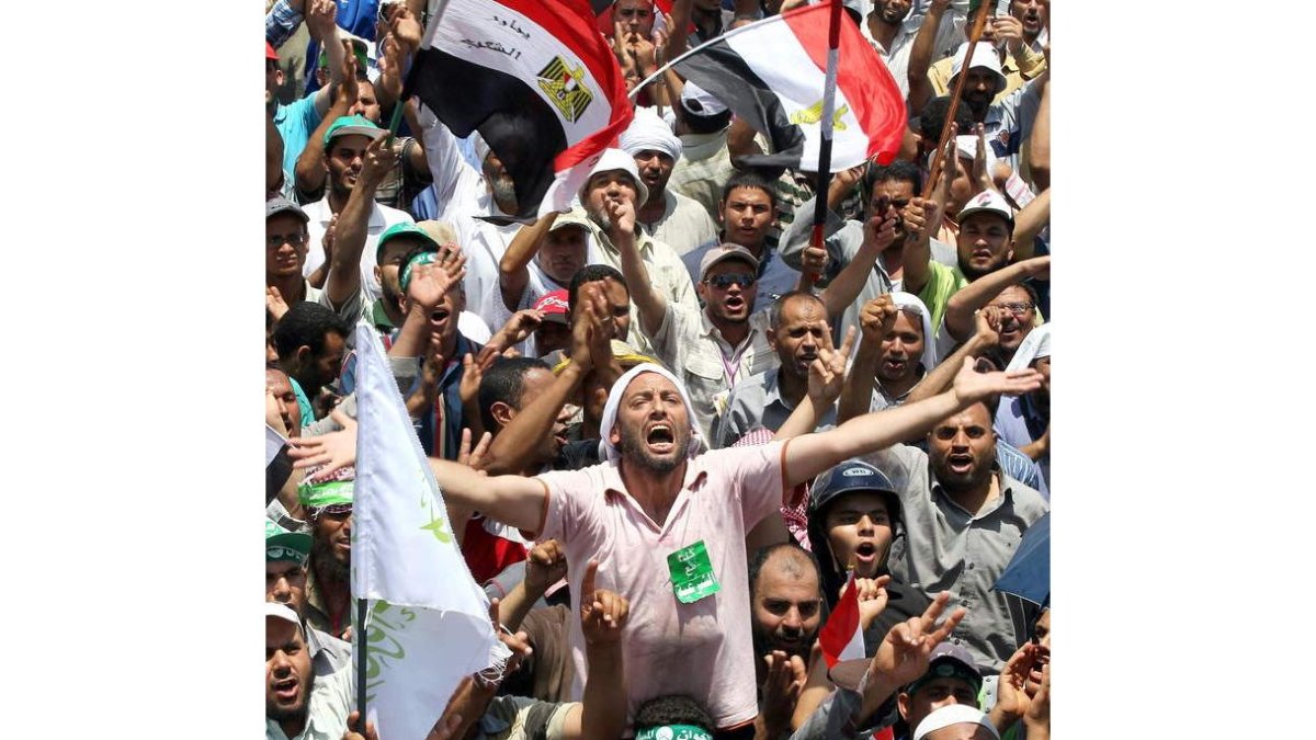 Imagen de una de las manifestaciones, ayer, en El Cairo.