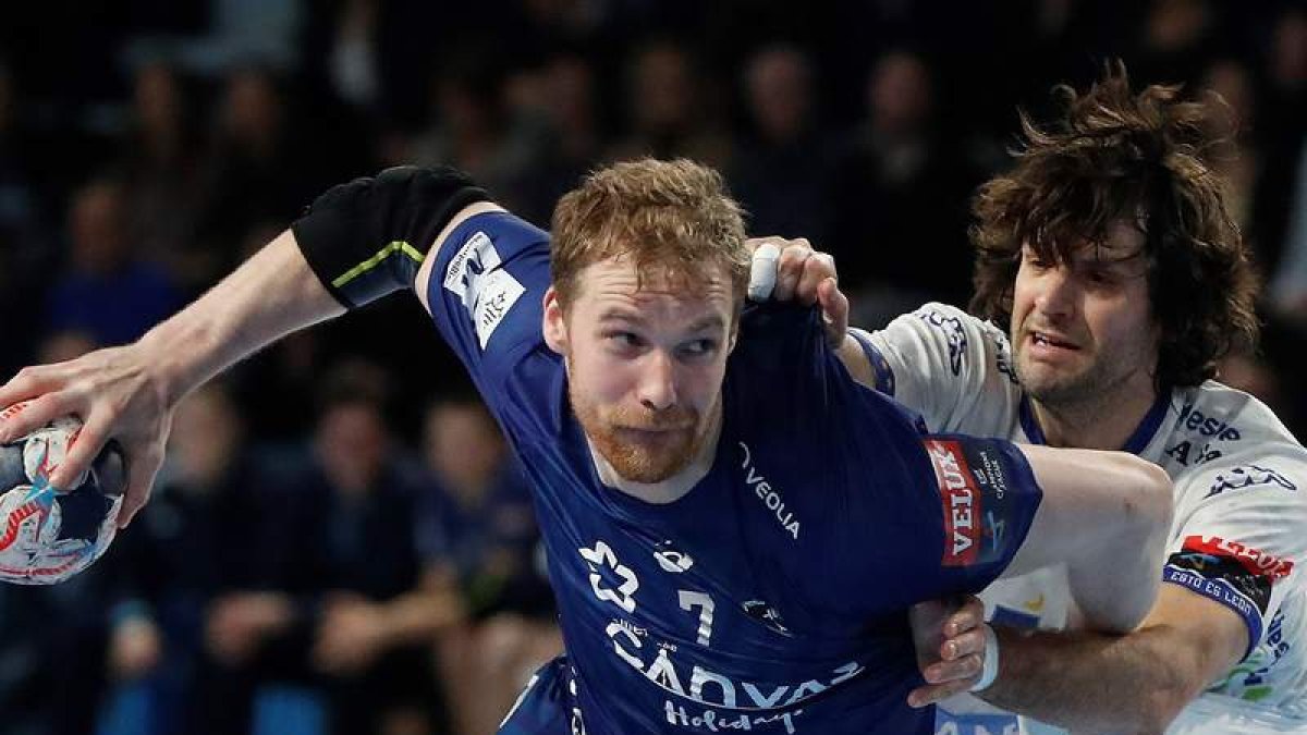 El argentino Gonzalo Carou, ante el Montpellier en la Liga de Campeones.
