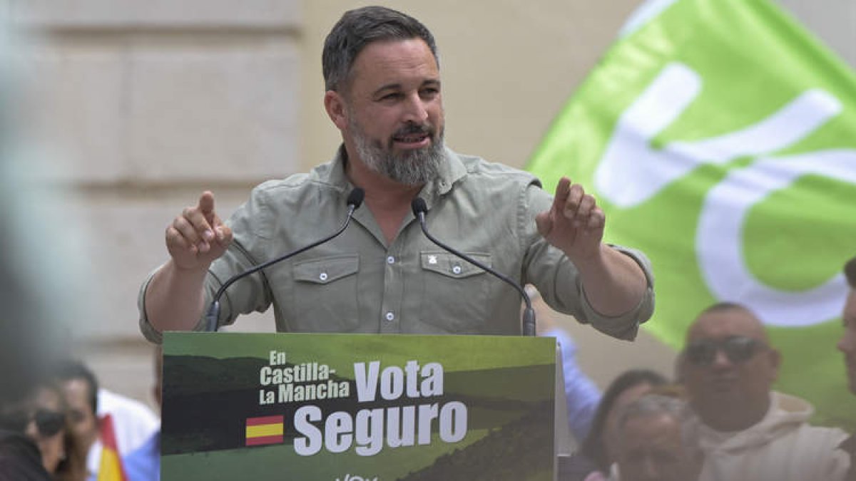 Santiago Abascal, ayer, en un mitin político en Guadalajara. JESÚS MONROY