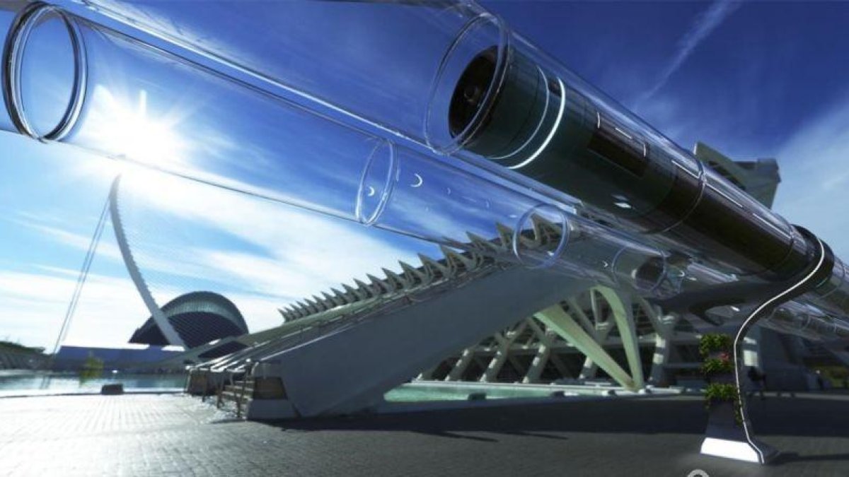 Imagen virtual del Hyperloop diseñado por la Universidad Politécnica de Valencia.
