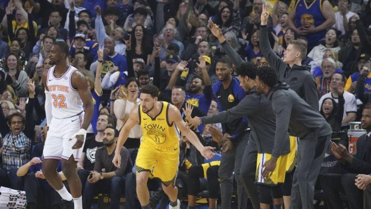 Klay Thompson, durante la victoria ante los Knicks.