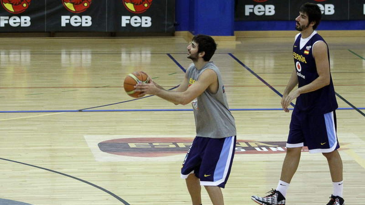Rubio, izquierda, y Abrantes durante un entrenamiento.