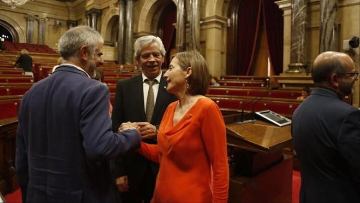 Carrizosa, Reyes y Forcadell, este viernes en el hemiciclo.