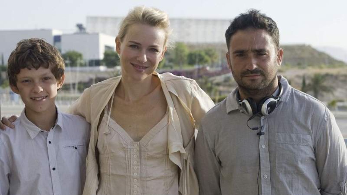 Tom Holland, Naomi Watts y Juan Antonio Bayona.