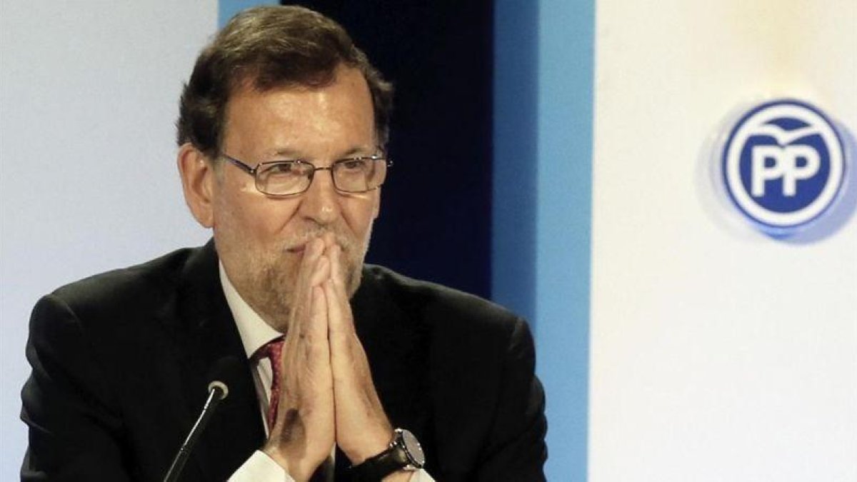 Mariano Rajoy durante la clausura de una conferencia con los portavoces parlamentarios de su partido