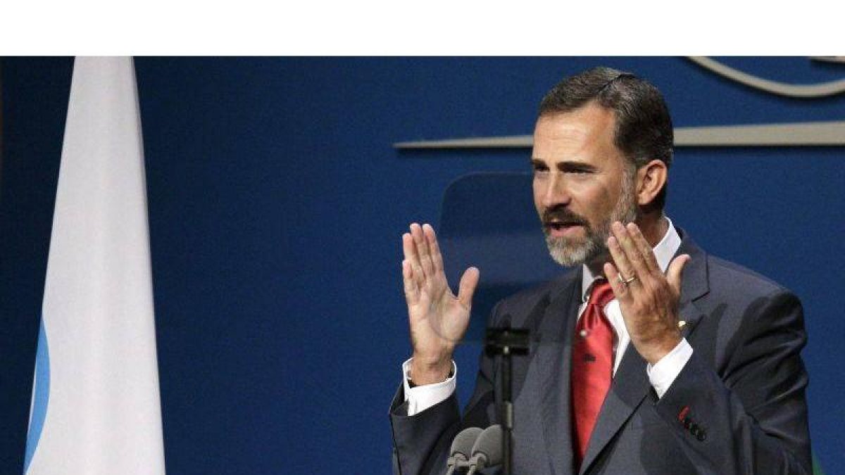 El Príncipe de Asturias, Felipe de Borbón, durante su intervención en la presentación de la candidatura de Madrid 2020.