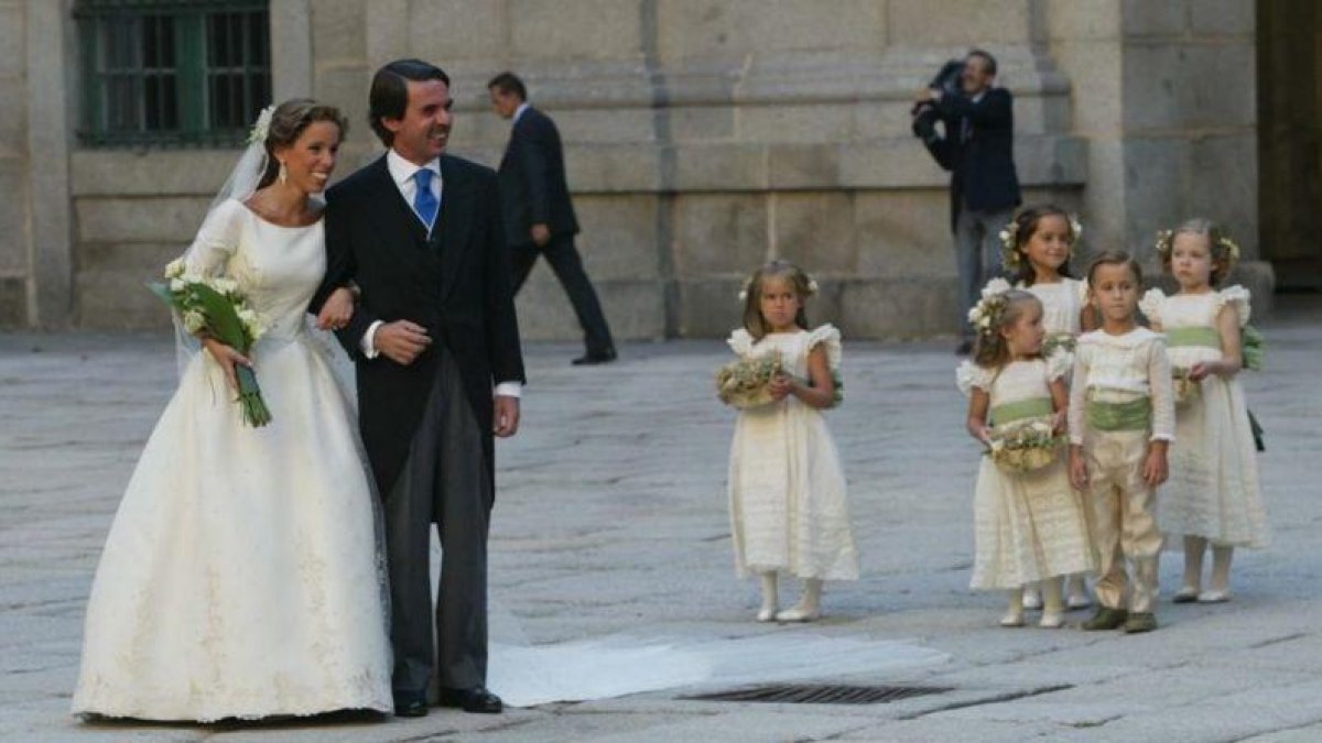 La boda de la hija de José María Aznar, en el año 2002 en el Escorial.