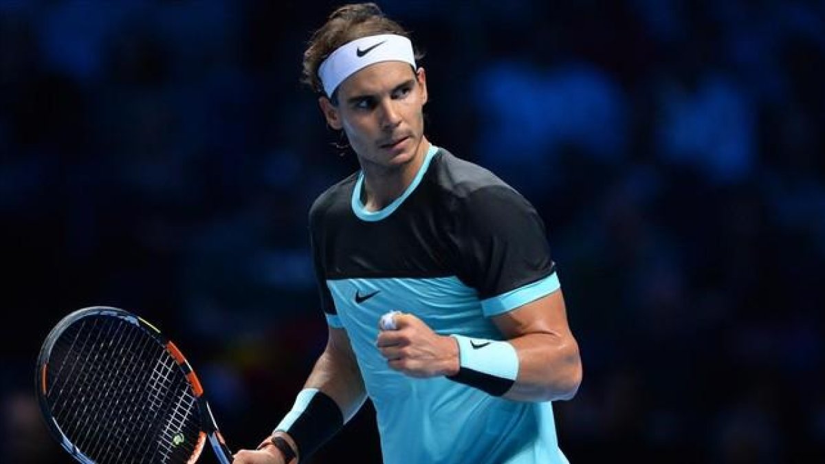 Nadal celebra un punto ganado sobre Murray en Londres.