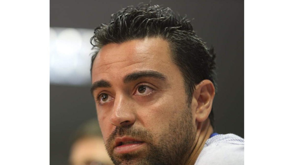 Xavi, ayer, en la sala de prensa de la Ciudad Deportiva.