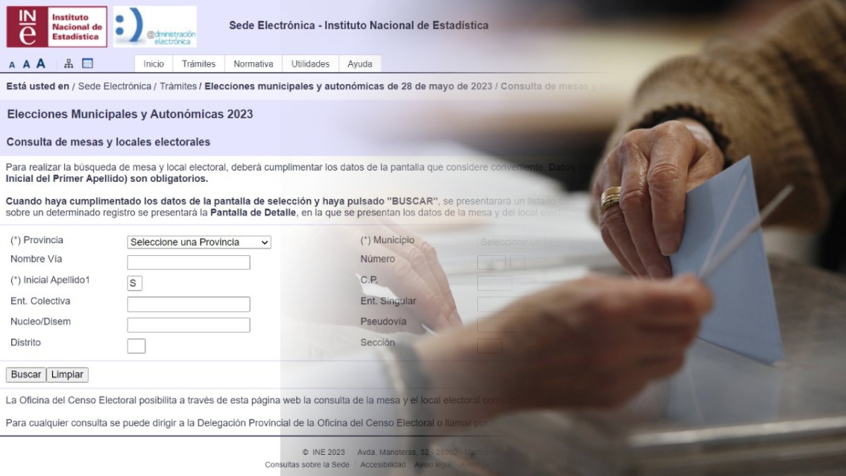 El portal del Instituto Nacional de Estadística ofrece la posibilidad de conocer tu mesa o portal elecetoral. INE/JESÚS F. SALVADORES