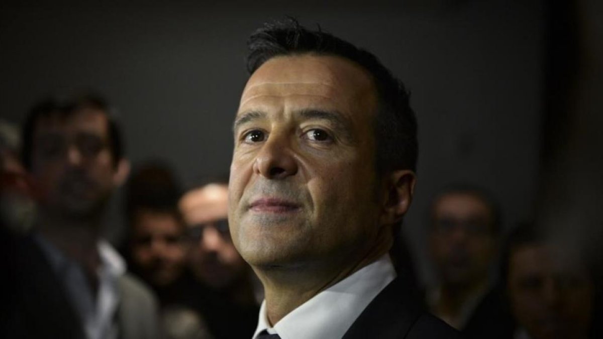 El agente de futbolistas Jorge Mendes, en un acto en Lisboa, el año pasado.