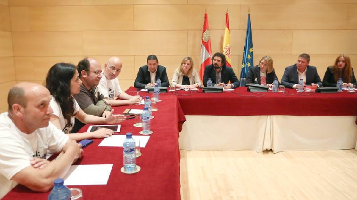 La plataforma se reunió ayer con los grupos políticos en las Cortes. DIEGO DE MIGUEL