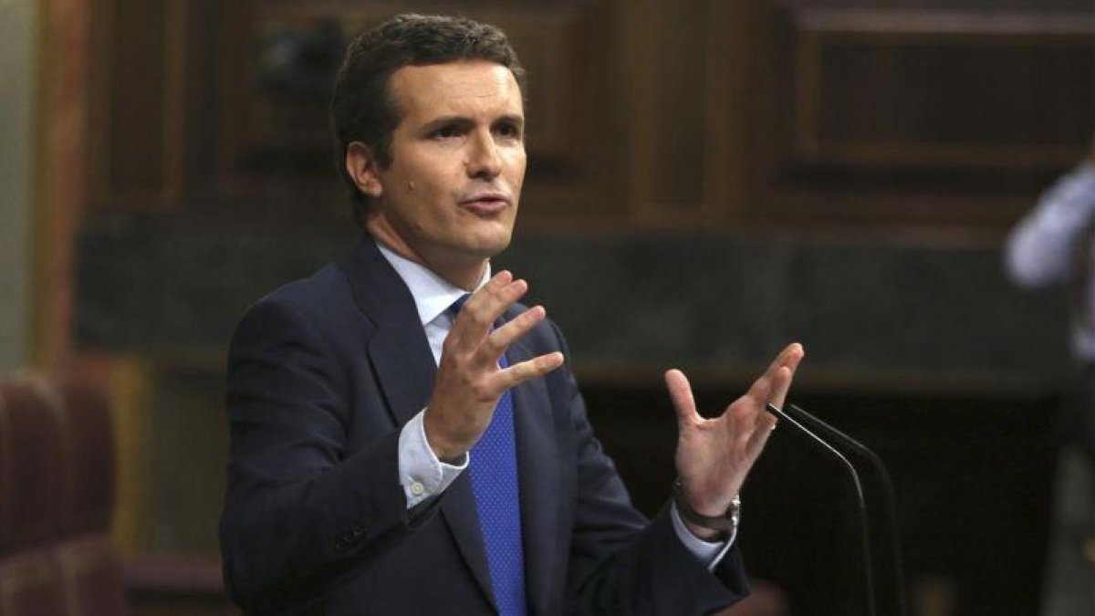 Pablo Casado justifica su ’no’ a Sánchez en el debate de investidura.