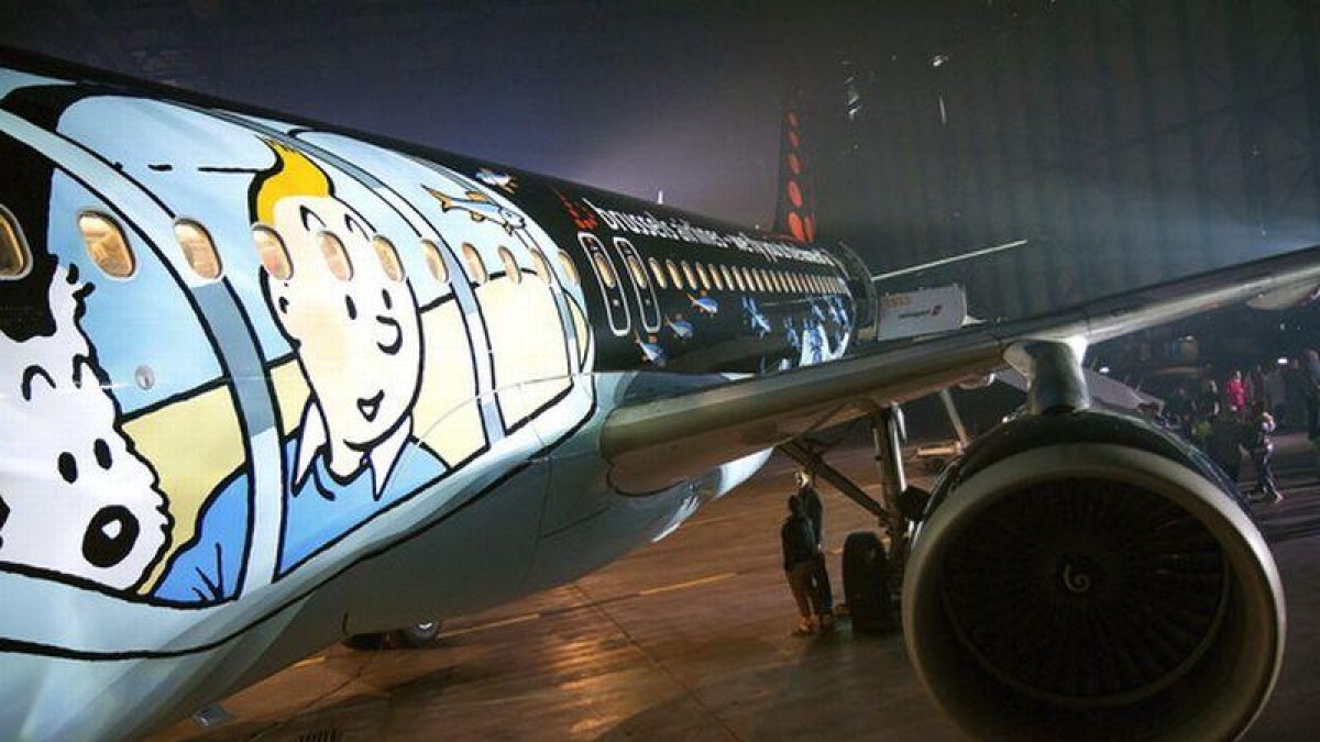 Avión de Brussels Airlines inspirado en las aventuras de Tintín.